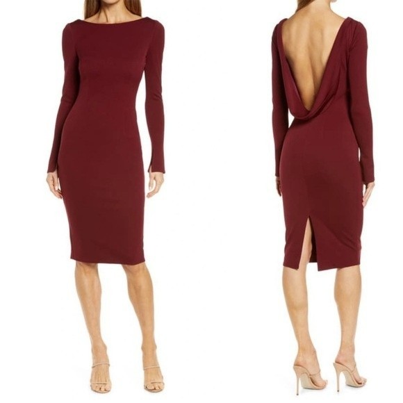 NEW NWT Katie May Surrender Draped Back Dress In Bordeaux - Picture 1 of 9